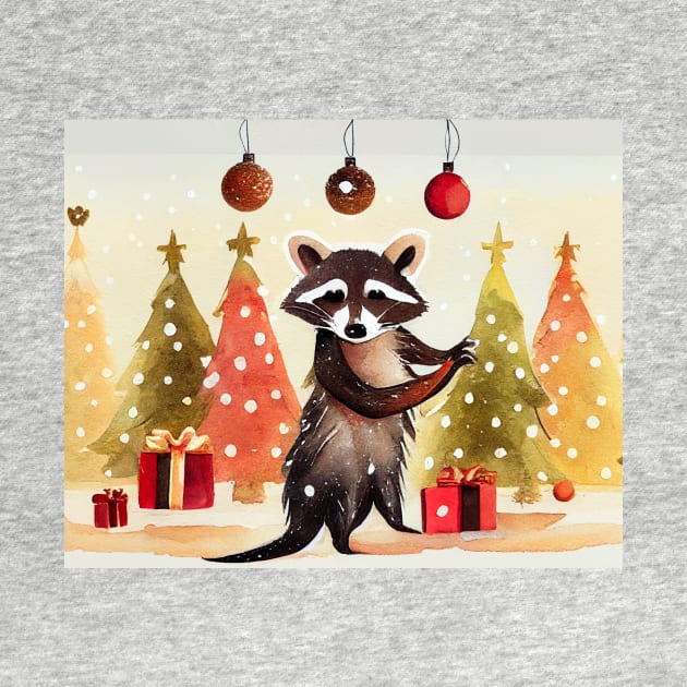 Raccoon Decorating Christmas Tree by fistikci